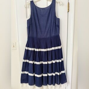 Talbots Dress in Navy with White Stripes.